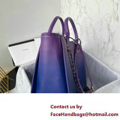 Chanel Shaded Calfskin  &  Silver-Tone Metal Shopping Bag AS3351 Purple 2024